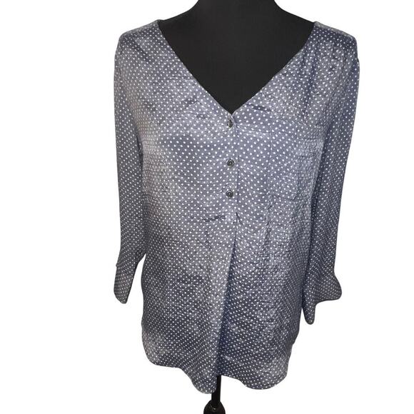 Fred David womens size small polkadot hi/low hem fairy whimsy goth button Henley - Picture 4 of 8